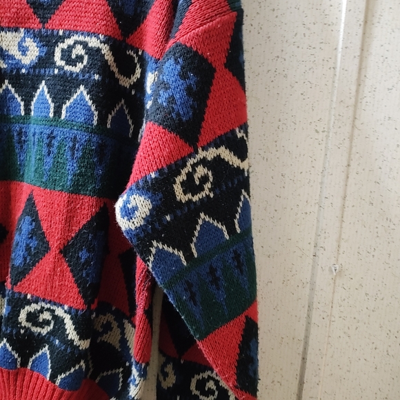 Vintage Jonathan Stewart Christmas Sweater Large Geometric Grandpa Sweater Clean - Picture 7 of 9